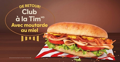 Elle est de retour! La moutarde au miel revient chez Tim Hortons® - la sauce parfaite pour votre Club à la Tim