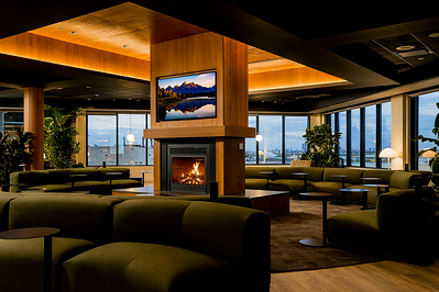 Seating area at Aspire Amex Lounge, YYC Calgary Airport.