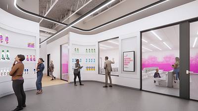 Rendering of Reckitt's New Jersey Research & Development Lab Exhibit Alcove