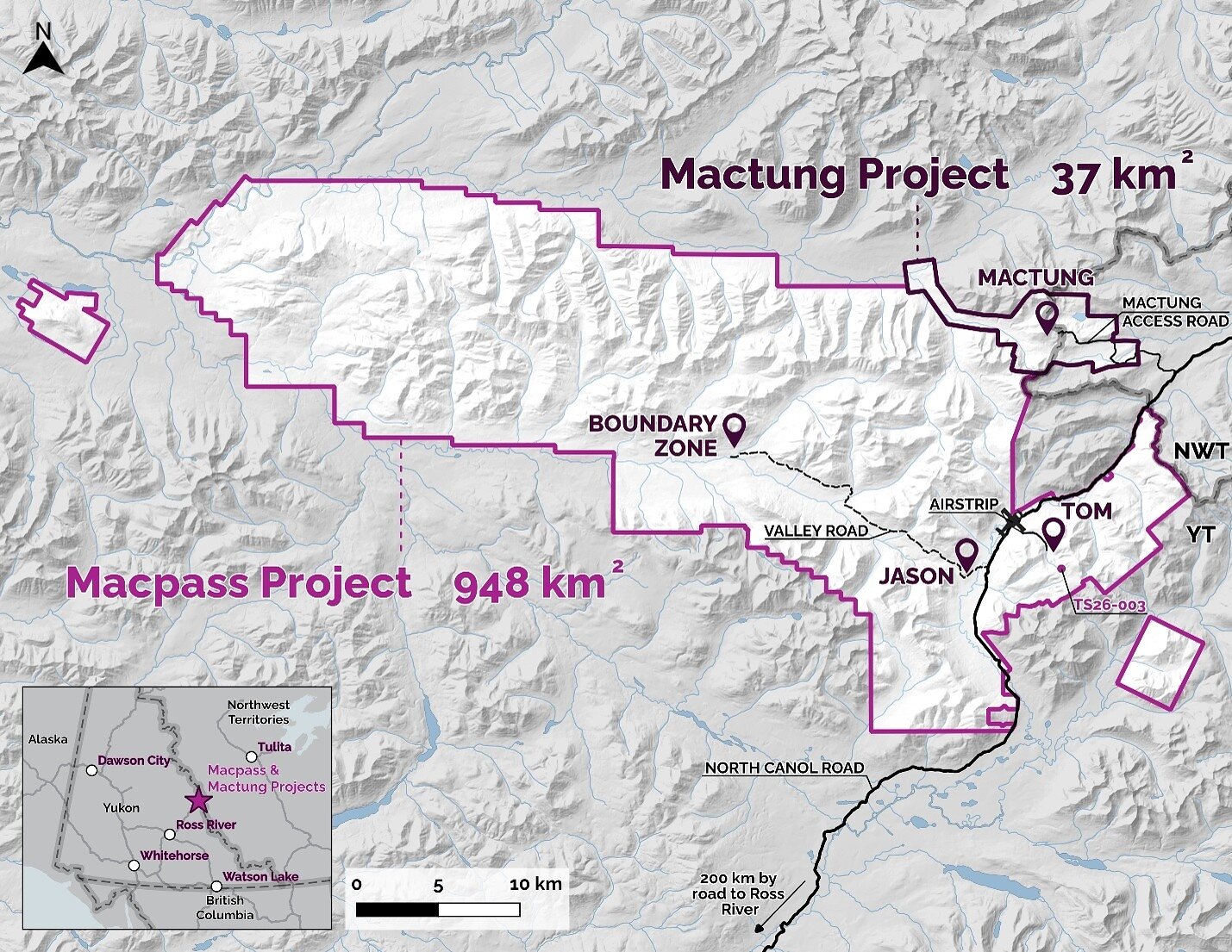 Map 1: Macpass Project and Mactung Project locations