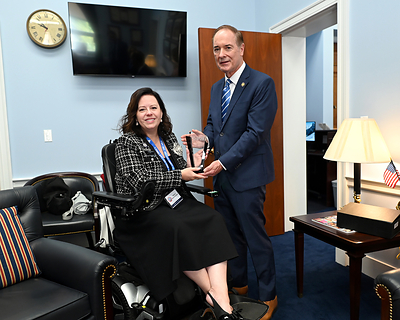 Kathryn Bryant Knudson, founder and CEO of the Speak Foundation and Rep. John Joyce (R-PA). 