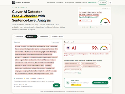 Check AI-Generated Text for Free with Clever AI Detector