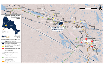 1911 Gold's ~62,000 ha Property Package within the Rice Lake Greenstone Belt.