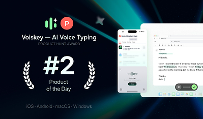 Voiskey Ranks #2 on Product Hunt, Launching Enhanced Context-Aware Polish to Bridge the “Expression Gap”