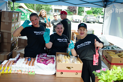 Employees volunteer at
