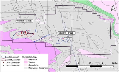 Figure 1 – Plan map of Opinaca Phase 2 drilling