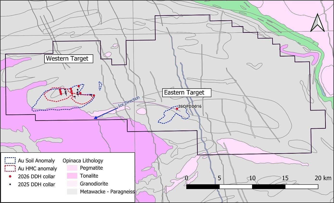 Figure 1 – Plan map of Opinaca Phase 2 drilling Figure 1 – Plan map of Opinaca Phase 2 drilling