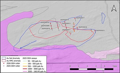 Figure 2 – Western Target: 2025 and 2026 Drill Hole Locations