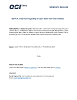 OCI N.V. statement regarding an open letter from shareholders