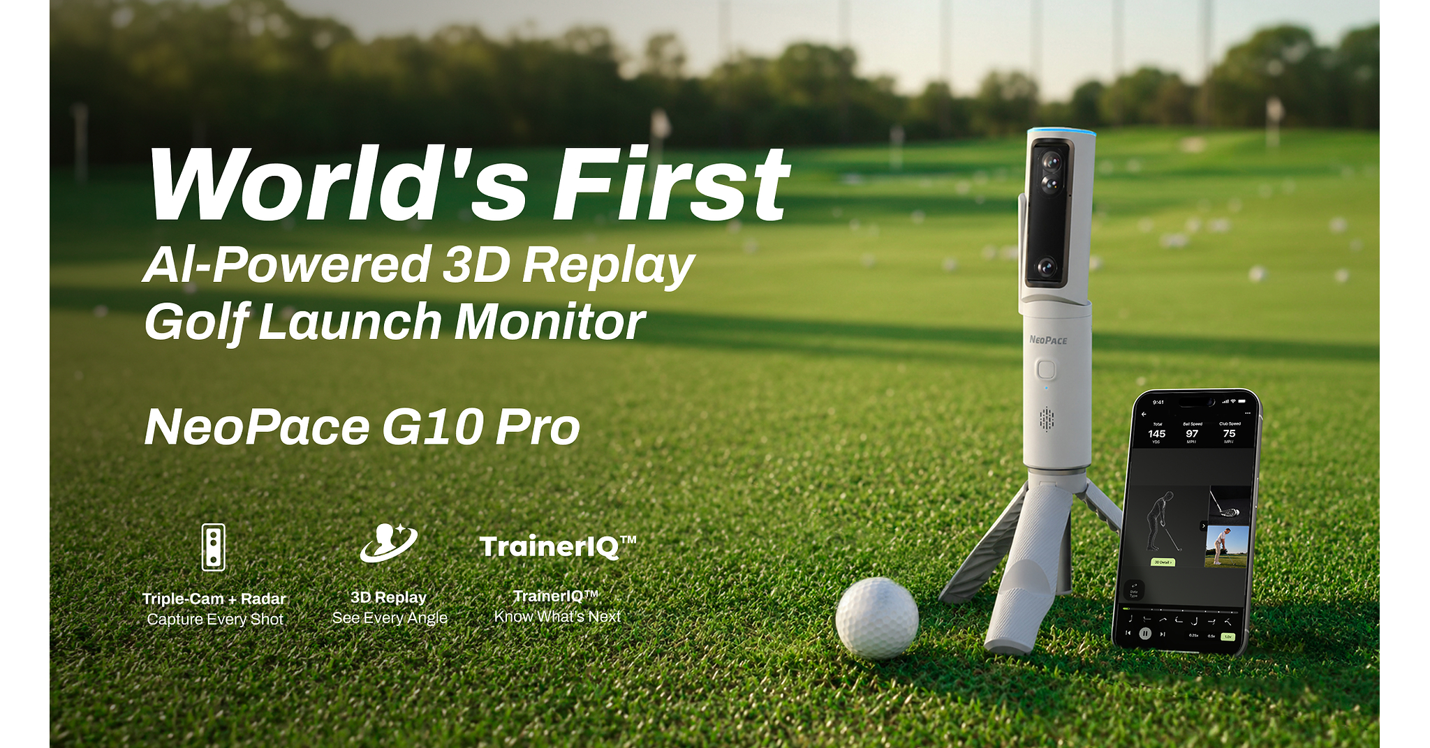 NeoPace G10 Pro: AI-Powered 3D Replay Golf Launch Monitor, Now Crowdfunding on Kickstarter
