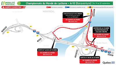 Championnats du Monde de cyclisme - A-10 (Bonaventure), du 19 au 22 septembre Championnats du Monde de cyclisme - A-10 (Bonaventure), du 19 au 22 septembre
