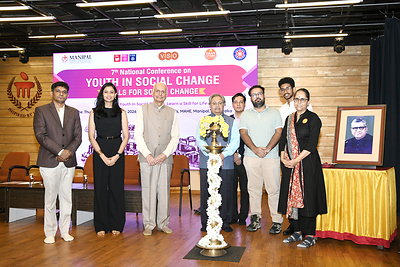Dr H. S. Ballal, Pro Chancellor, MAHE, and Dr Sharath K. Rao, Vice Chancellor, MAHE, inaugurating the seventh National Conference on Youth in Social Change, organised by the Volunteer Services Organisation (VSO), Manipal