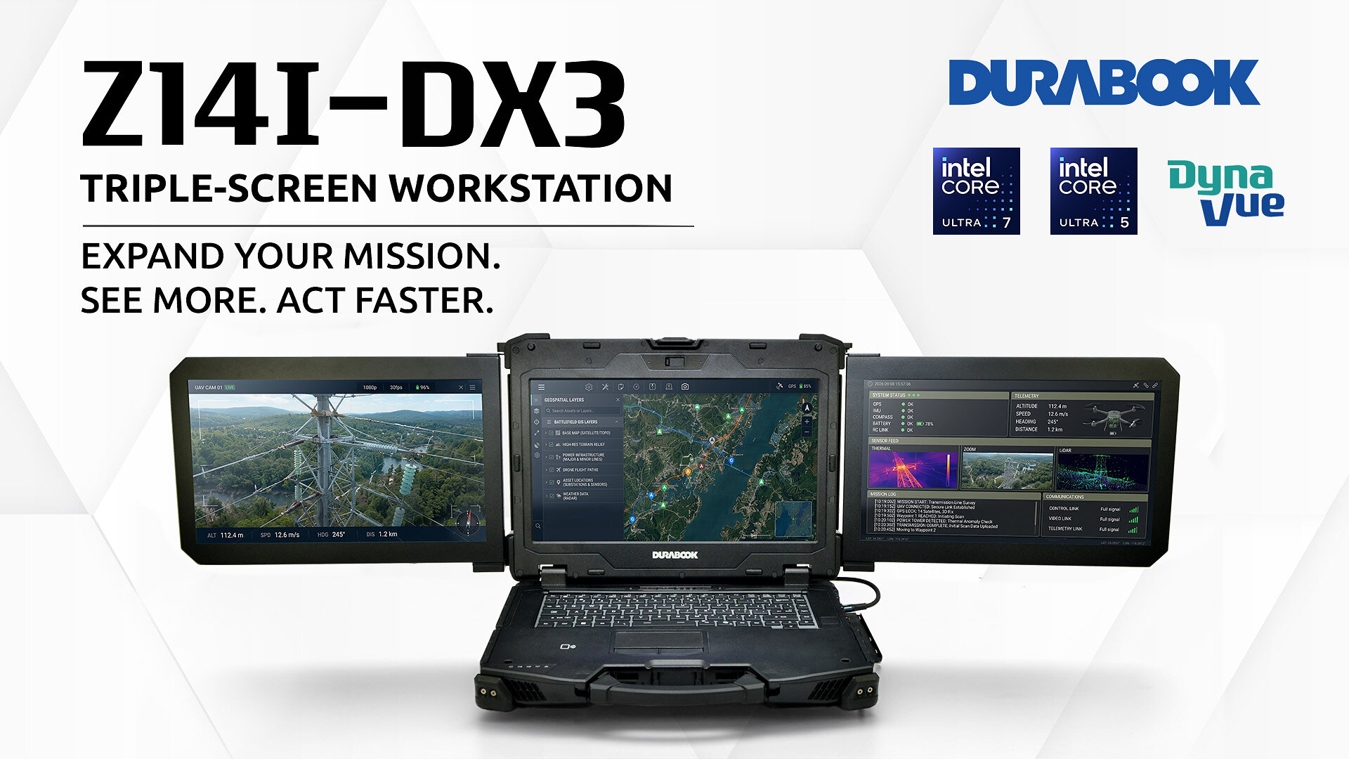 Durabook annonce le Z14I-DX3 Rugged Mobile Laptop, un ordinateur portable à triple écran, de classe station de travail, doté de l'IA en périphérie