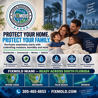 Protect your home and family with FixMold’s mold inspection, remediation, moisture control, and humidity solutions across South Florida.