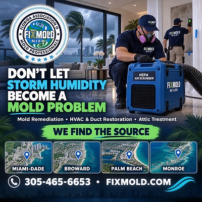 Prevent storm humidity from becoming a mold problem with FixMold’s professional mold remediation, HVAC and duct restoration, and attic treatment services.