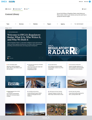 SWCA Launches Regulatory Radar to Help Project Teams Anticipate Environmental Regulatory Change