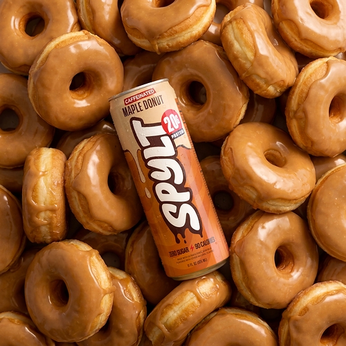 SPYLT Maple Donut protein milk surrounded by maple donuts