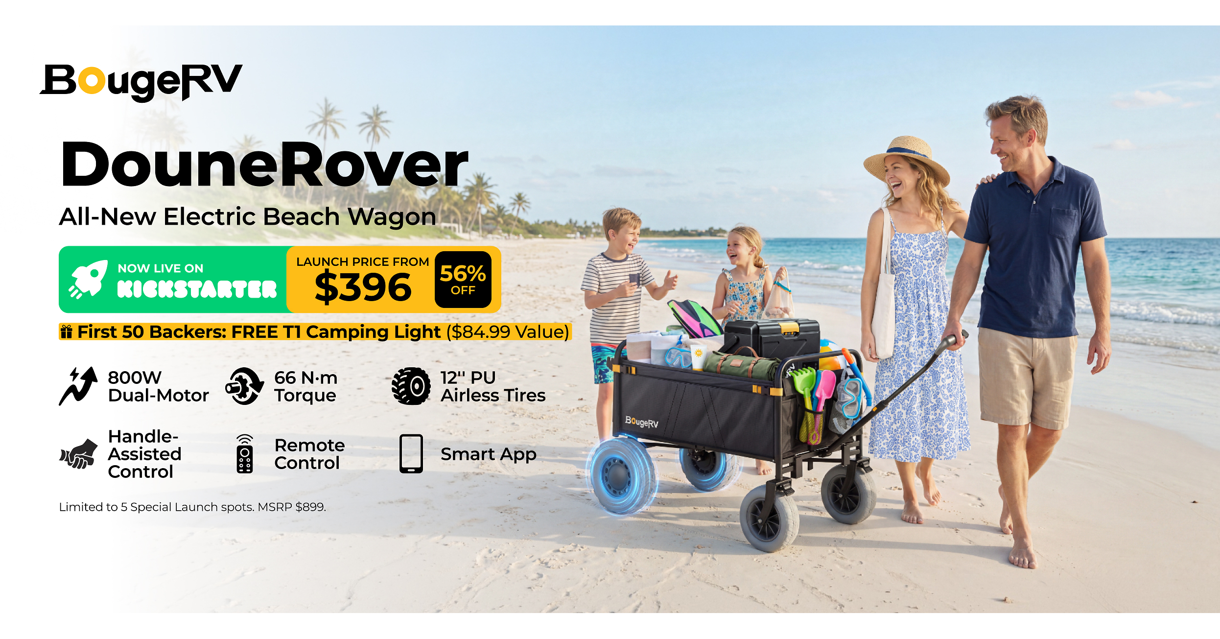 BougeRV Launches DuneRover, an All-New Electric Beach Wagon Built to Make Outdoor Hauling Effortless