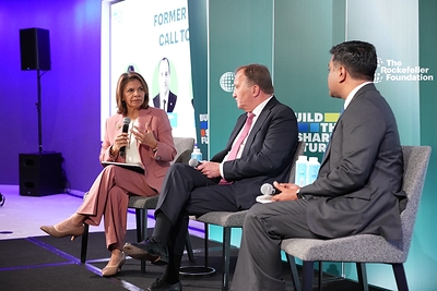 Laura Chinchilla, former President of Costa Rica and President of Club de Madrid; Stefan Löfven, former Prime Minister of Sweden; Ravi Agrawal, Editor in Chief at Foreign Policy.