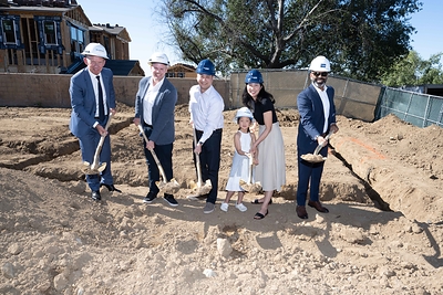 Left to right: Breaking ground on rebuilt home on March 12, 2026:  Brookfield Residential CEO Adrian Foley, Brookfield Residential Senior Vice President Taylor McInnis, homeowners Richard and Julie Kang and daughter, Los Angeles County Director of Altadena Recovery Anish Saraiya. The Kangs officially moved in to their rebuilt home September 21, 2026.

Photo by Gary Leonard