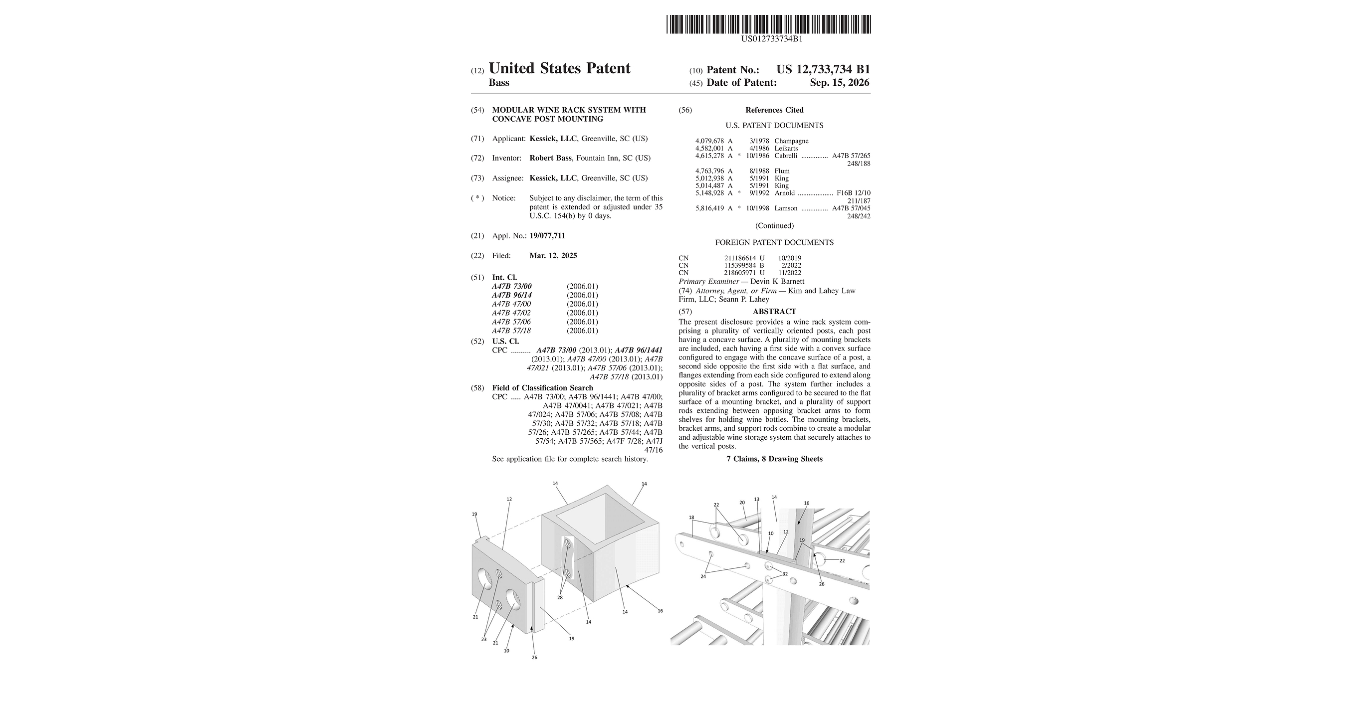 Kessick Wine Storage Systems Receives U.S. Patent for Somm Series Wine Storage System