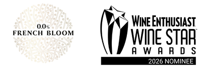 French Bloom 0.0% Logo and Wine Enthusiast Wine Star Awards Logo
