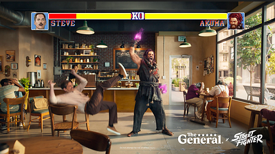 The General's Street Fighter ad delivers an action-packed showdown as Akuma delivers a blow