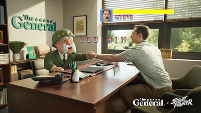 The General and Steve shake hands as he is declared the winner after choosing The General