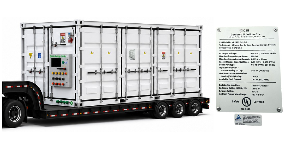 CSI's 2.3 MWh Mobile BESS Earns TÜV Certification to Applicable UL 9540 Requirements