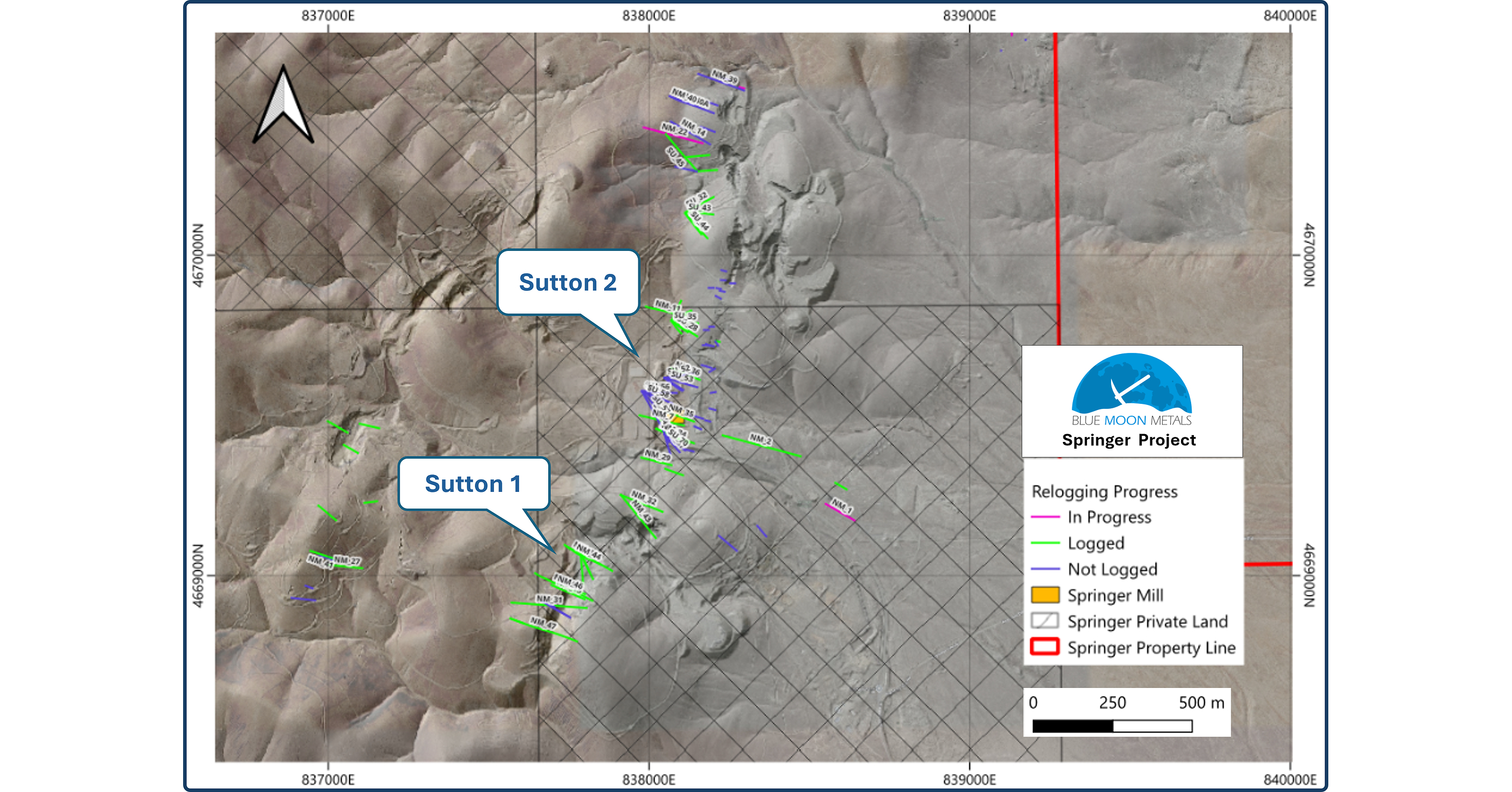 Blue Moon Announces Initial Results from Assay Campaign of Historical Drilling at Springer, Including 7.00 m of 1.28% WO₃, Receives BLM Approval to Drill on Public Land and Advances Exploration Initiatives