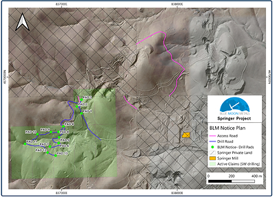 Figure 4 - Location of approved roads and drill pads given under BLM Notice NVNV106841534 Figure 4 - Location of approved roads and drill pads given under BLM Notice NVNV106841534