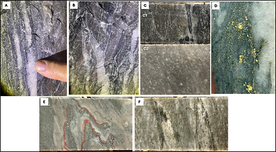 Figure 2. Field and drill-core evidence supporting a porphyry origin for the Hemlo deposit