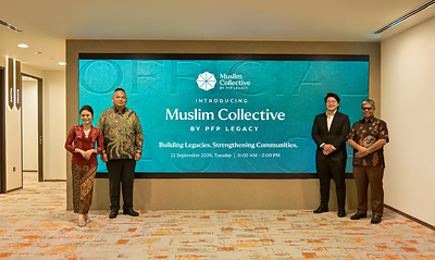 From left: Venessa Phang (Managing Director, PFP Legacy), Jeffrey Chow (Executive Director & Group CEO, SingWealth Holdings), Brandon Lim (Head of Legal, PFP Legacy) and Allawudin Mastan ( Adviser, Muslim Collective) at the official launch of Muslim Collective by PFP Legacy on 22 September 2026.