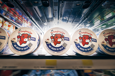 The Not Laughing Cow appears on select packages of The Laughing Cow® Creamy Original cheese wedges nationwide, marking the first time in more than 100 years that the iconic Cow has stopped laughing.