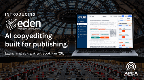 Banner image of AI editing platform Eden logo and a screen shot of its interface