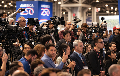 Media attending world debut vehicle reveal at the 2026 New York International Automobile Show
