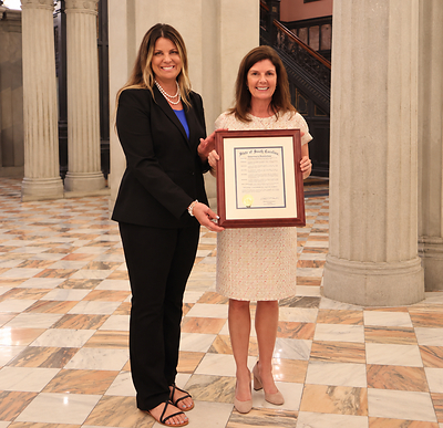 Dr. Steely with Lt. Governor Pamela Evette at the Statehouse
