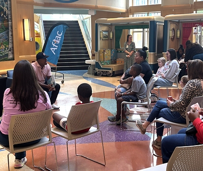 Brian Jordan, former Major League Baseball, NFL football star and Chairman and CEO of the Brian Jordan Foundation, reads a children's book he wrote to patients at SSM Health Cardinal Glenn Children's Hospital in St. Louis, where he played for 7 years during his baseball career. Brian Jordan, former Major League Baseball, NFL football star and Chairman and CEO of the Brian Jordan Foundation, reads a children's book he wrote to patients at SSM Health Cardinal Glenn Children's Hospital in St. Louis, where he played for 7 years during his baseball career.