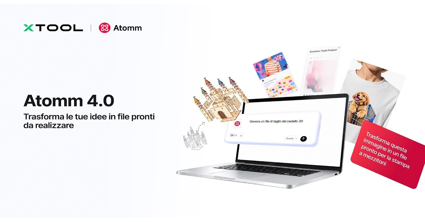 xTool presenta il nuovo importante aggiornamento di Atomm e la prima suite al mondo per la creazione con IA dedicata al fai da te creativo xTool presenta il nuovo importante aggiornamento di Atomm e la prima suite al mondo per la creazione con IA dedicata al fai da te creativo