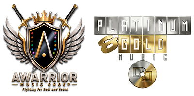 Official joint venture emblem of Platinum and Gold Music Group LLC and Awarrior Music Group (an Ashanti Diversified company).