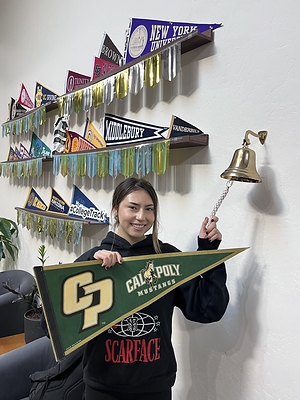 Jazmin, an East Palo Alto scholar rings bell.