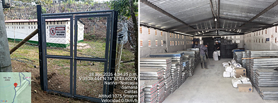 Figure 2. Core shack and boxes storing historical drill cores.