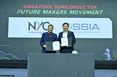 David Chua, CEO, National Youth Council, and Ang Wee Seng, Executive Director, SSIA, mark a three-year partnership to expand semiconductor industry exposure, Job Tasters and mentoring opportunities for youths.