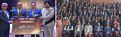 Eminent guests from legal fraternity along with Chandigarh University Vice Chancellor during the inaugural ceremony of International Moot Court 'Juris Nexus 2026' at Gharuan campus.