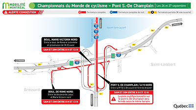Championnats du Monde de cyclisme - Pont Samuel-De Champlain, les 26 et 27 septembre Championnats du Monde de cyclisme - Pont Samuel-De Champlain, les 26 et 27 septembre