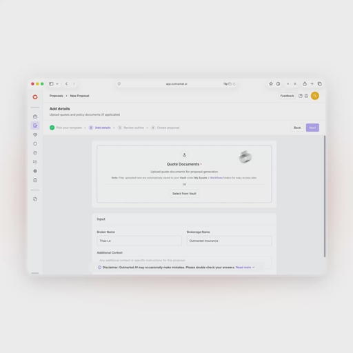 Outmarket Proposal Builder