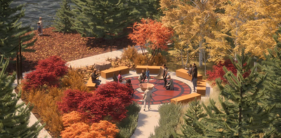Future site of the Giigoonh (Fish) Doodem, the second Indigenous Placemaking Site along the Credit Valley Trail. Rendering provided by Credit Valley Conservation.