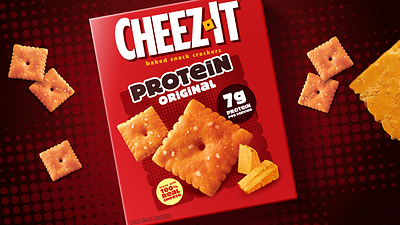 Cheez-It® Protein Original crackers deliver 7g of protein per serving while providing the signature cheesy, crunchy and salty flavor profile Cheez-It fans know and love.