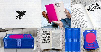 Detail collage of Poetry magazine with rebranded design.
