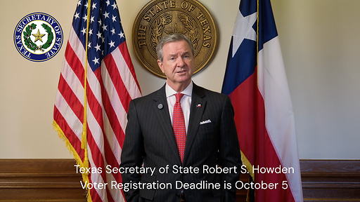 La Secretaría de Estado de Texas recuerda a los votantes: el 5 de octubre es la fecha límite para inscribirse para votar en la Elección General de noviembre